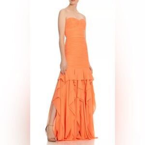 Halston Strapless Georgette Gown